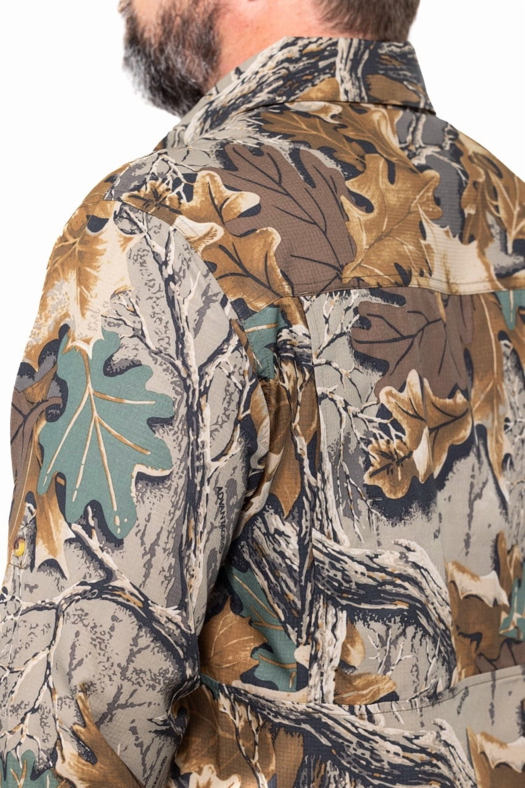 Realtree Men's Long Sleeve Button-Down Hunting Shirt, AC Camo, Lightweight Outdoor Wear, Size L