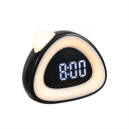 Alarm Cock Digital Clock Bedside Table Clock Wakeup Lamp Cat Shaped Desk Sound Controlled Electronic