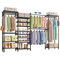 Untyo Clothes Rack for Hanging Clothes, Adjustable Heavy Duty Clothing Rack with 4 Hang Rods & 14 Shelves