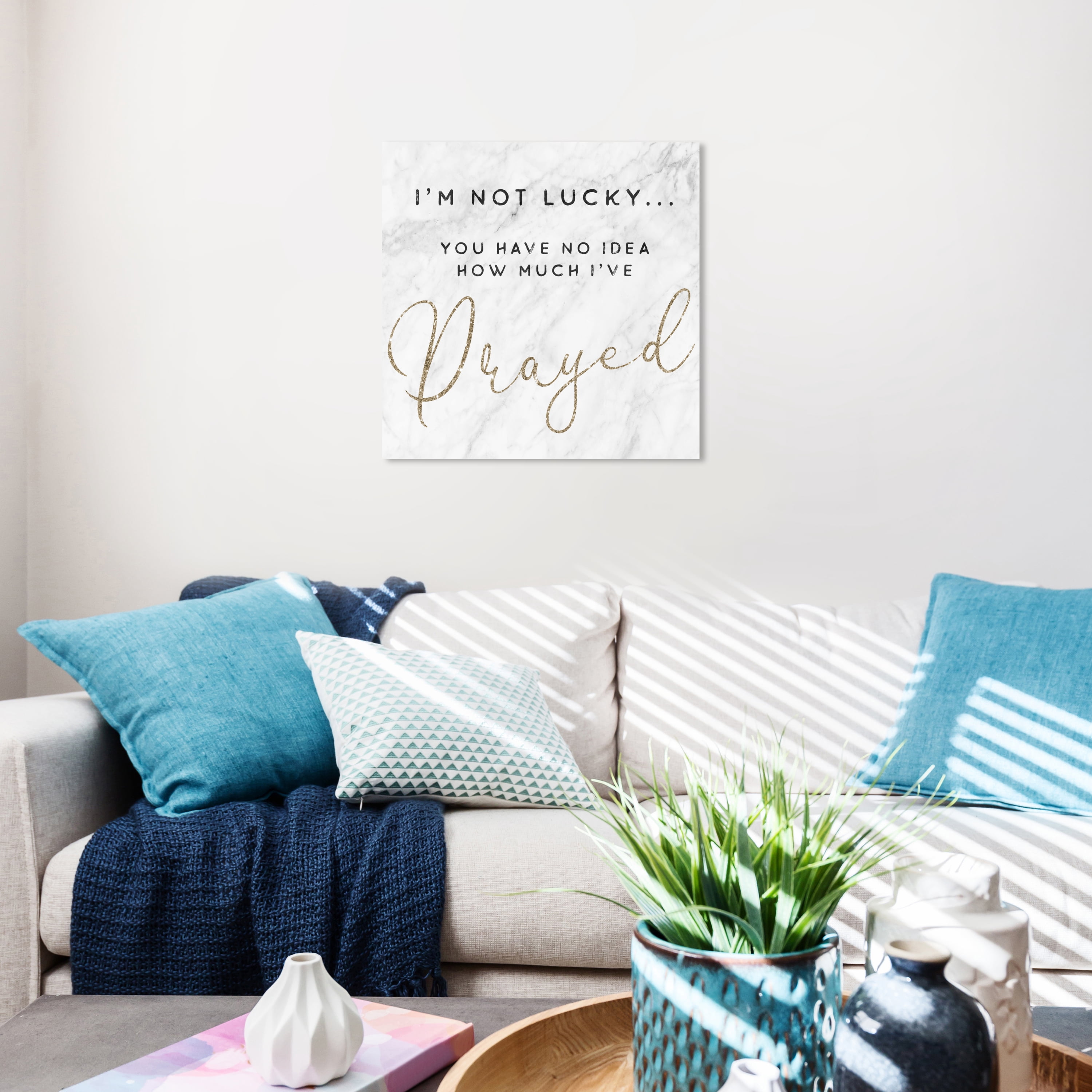 Wynwood Studio Im Not Lucky Glitter Typography and Quotes Wall Art Canvas Print White 20x20