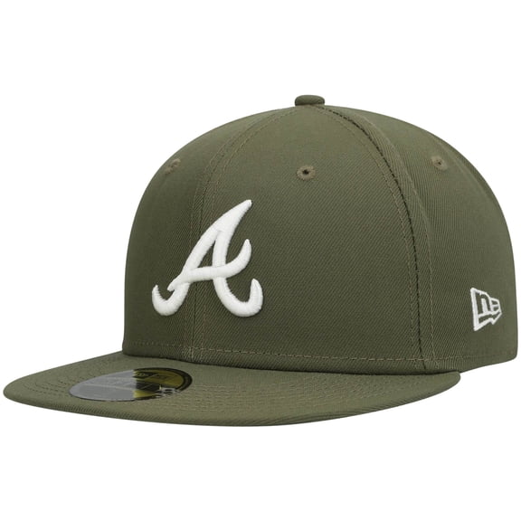 Men's New Era Olive Atlanta Braves White Logo 59FIFTY Fitted Hat