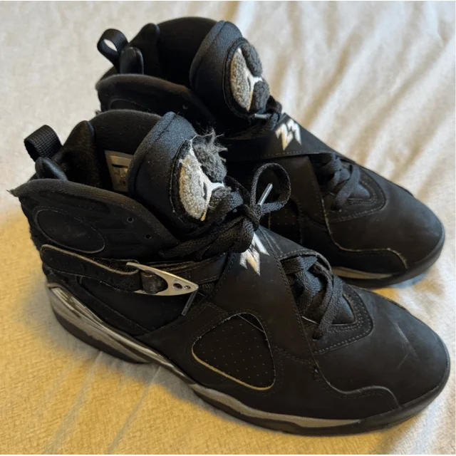 N I-K-E A i r-Jor-dan 8 Size 9 Chrome 2015 Men Used Black 305381-003