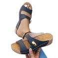 thumbnail image 4 of KIJBLAE Women's Minimalist Round Toe Thick Sole Wedge Sandals, Open Toe Casual Beach Slippers for Vacation Black 36, 4 of 9