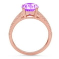 thumbnail image 2 of 2.32 ct Oval Cut Natural Amethyst Solitaire with Simulated Diamond Accents 18K Rose Gold Womens Engagement Ring, 2 of 4