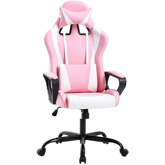 BestOffice Ergonomic Gaming Chair, Executive Swivel Rolling Office Chair with Lumbar Support, Pink