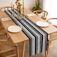 thumbnail image 3 of Black Gray Striped Table Runner - 120 Inch Long, Kitchen Dining Table Runner Dresser Scarves, Horizontal Lines Simple Minimalist Farmhouse Decor for Coffee Tables Wedding Party Banquet, 3 of 8