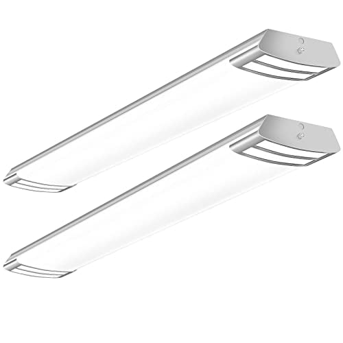 AntLux 4ft LED Flush Mount Linear Lights 40W 4500lm Kitchen Light Fixtures, 4000K, 4 Foot led Kitchen Ceiling Light fixtures for Living Room, Laundry, Replace for Fluorescent Version 2 Pack