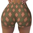 thumbnail image 2 of Picia Green and Squares Printed Workout Shorts for Women Seamless Scrunch Butt Lifting High Waisted Yoga Gym Booty Running Moisture-wicking Short Pants-Medium, 2 of 9