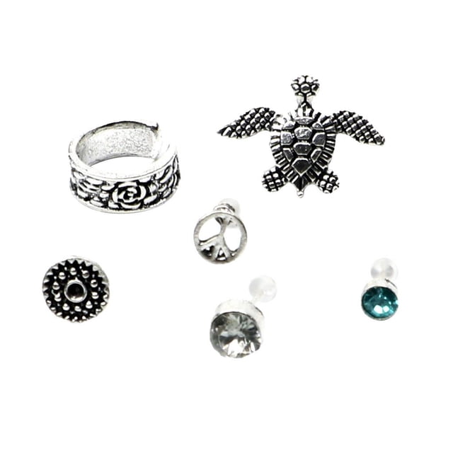 6 uds Steampunk oreja Clips gótico brazalete pendientes Punk corona tortuga joyería Zulema Steampunk Ear Clips
