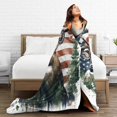 thumbnail image 5 of American Flag Deer Fleece Blanket Comfort Warmth Soft Cozy Easy Care Bed Throw Blanket for Living Room/Bedroom All Season,Gift,50"x40", 5 of 6