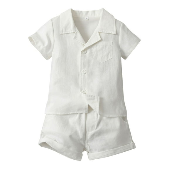 REDARER Boys Short Sleeve Sets Summer Casual Gentleman Tops Hawaii Beach Holiday Solid Shirts T Shirt Shorts Outfits,18-24 Months
