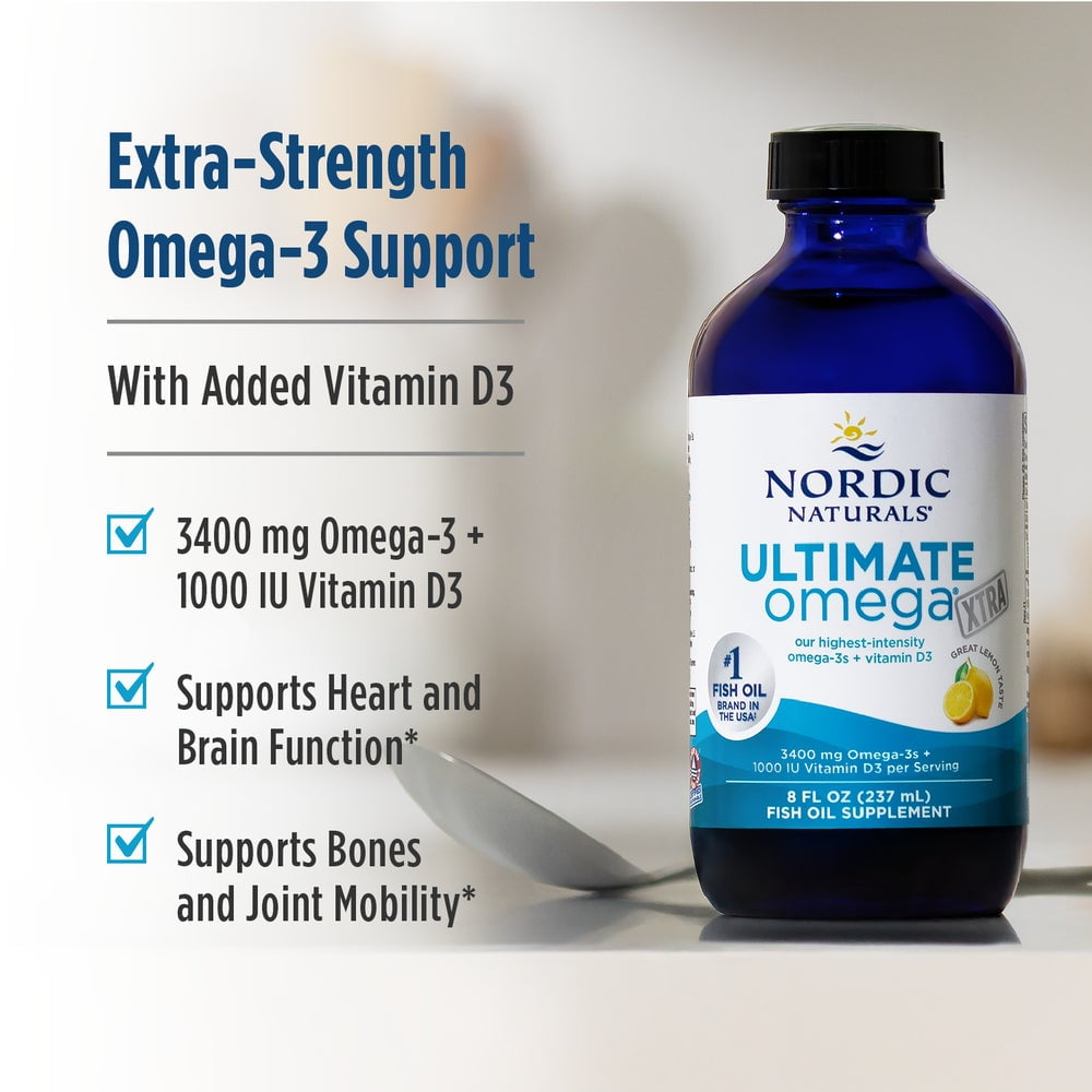 Nordic Naturals Ultimate Omega Xtra Softgels, Lemon, 3400 Mg, 8 Fl Oz