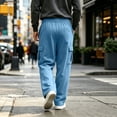 thumbnail image 5 of Lumtrix Mens Baggy Cargo Sweatpants With Pockets 2026 Trendy Causal Drawstring Waist Joggers Workout Active Sweat Pants Light Blue 3XL, 5 of 8
