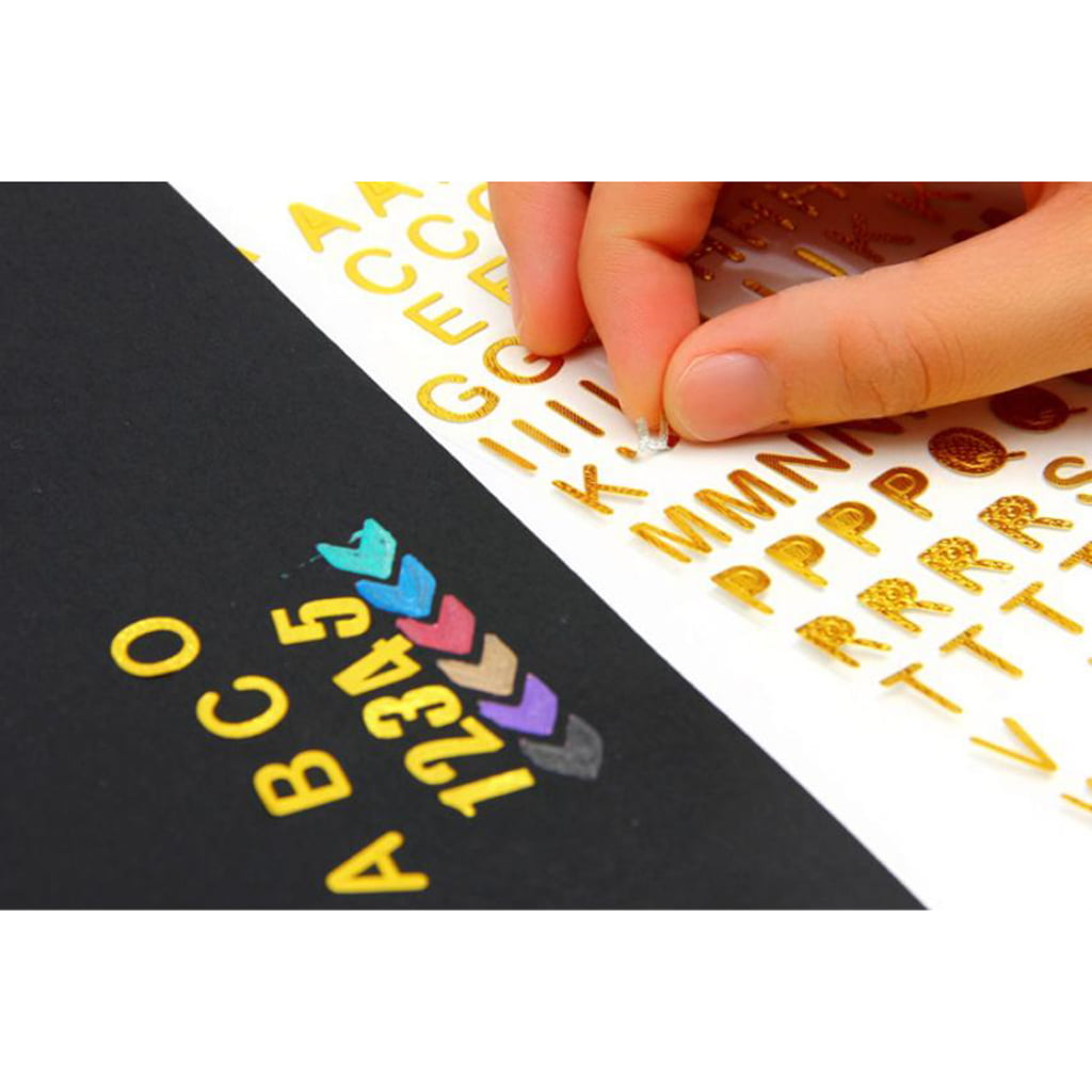 Number Stickers Scrapbook Card Craft 7Pcs Bronzing Modern Alphabet Letters 