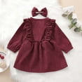 thumbnail image 6 of Fjofpr Toddler Girl Clothes under $5 Toddler Baby Kids Girls Solid Ruffle Botton Dress Princess Dress +Hairband Sets(6M-5Y), 6 of 9