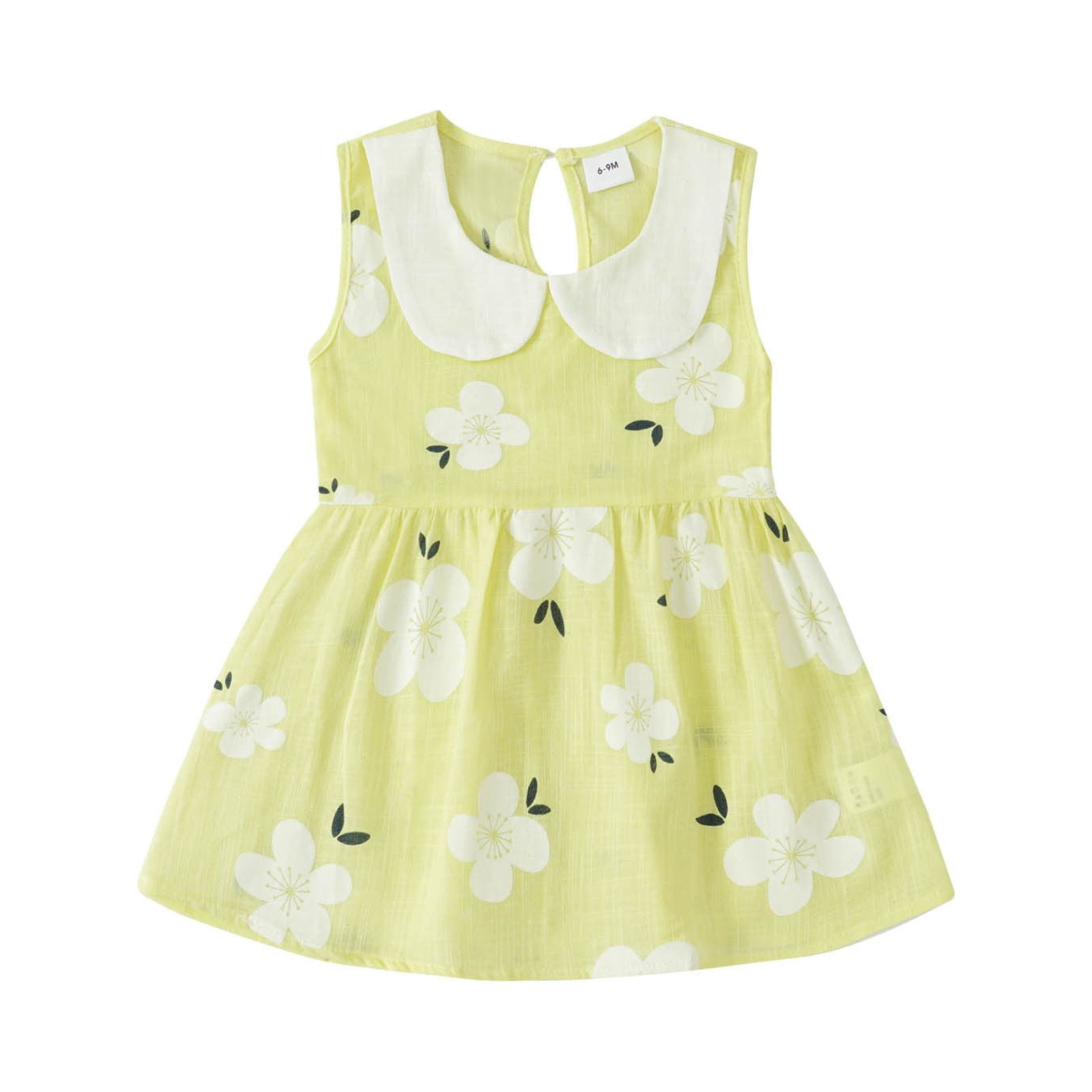 Eqwljwe Baby Girl Clothes Sale Clearance Baby Girls Cotton Sleeveless Flower Doll Collar Beach Dress Swing Casual Sundress Overall Outfits Princess Dr