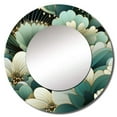 thumbnail image 2 of Designart "Green Art Decor Damask" Damask Round Mirror Wall Decor Bohemian - Large White Round Bathroom Mirror - Round Mirror - 29" x 29", 2 of 6