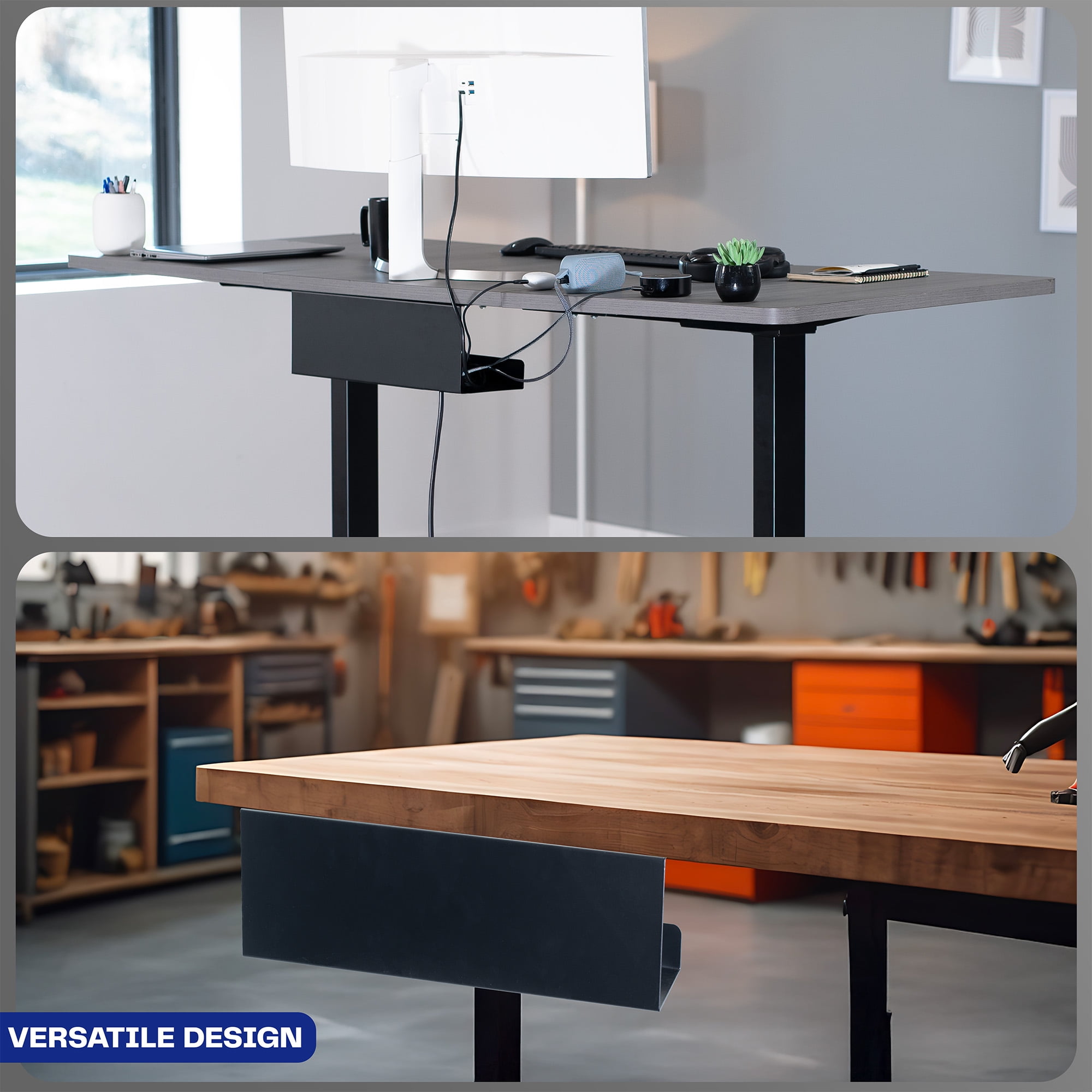 VIVO Black Extra Deep Under Desk Cable Management Tray