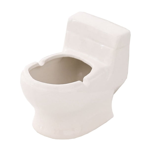 Cenicero de cerámica con forma de inodoro, soporte para cigarrillos de escritorio, adorno decorativo para baño, hogar, oficina, coche, accesorio para fumadores, regalo novedoso y único para