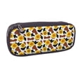 thumbnail image 2 of Picia Cow Print Sunflower Pattern Large Capacity PU Leather Pencil Case Organizer Pen Marker Holder Double Zipper Storage Bag Big Pencil Pouch for College Office, 2 of 6