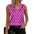 thumbnail image 3 of OIOLOYJM Womens Tank Tops Polka Dots Casual Sleeveless Camisole Tops Summer Trendy Scoop Neck T-Shirts Regular Fit Flowy Blouses Hot Pink S, 3 of 6