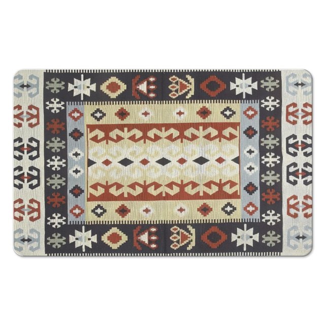 Boho Bathroom Rug, Aztec Design, Non-Slip, 20x32 inch - Luxuriously Soft, Absorbent Bath Mat - Ideal for Bathroom, Kitchen, Entryway, Western Decor