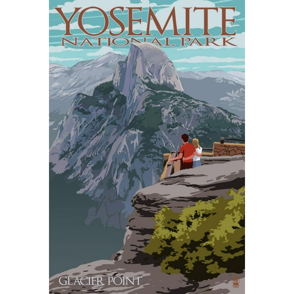 Art.com Yosemite National Park, California - Glacier Point and Half Dome Art Print by Lantern Press, 12" x 18"