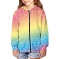 thumbnail image 3 of Uourmeti Rainbow Polka Dot Zip Up Hoodie with Pockets Long Sleeve Lightweight Comfy Casual Outerwear for Girls Teens Size 6-9, 3 of 7