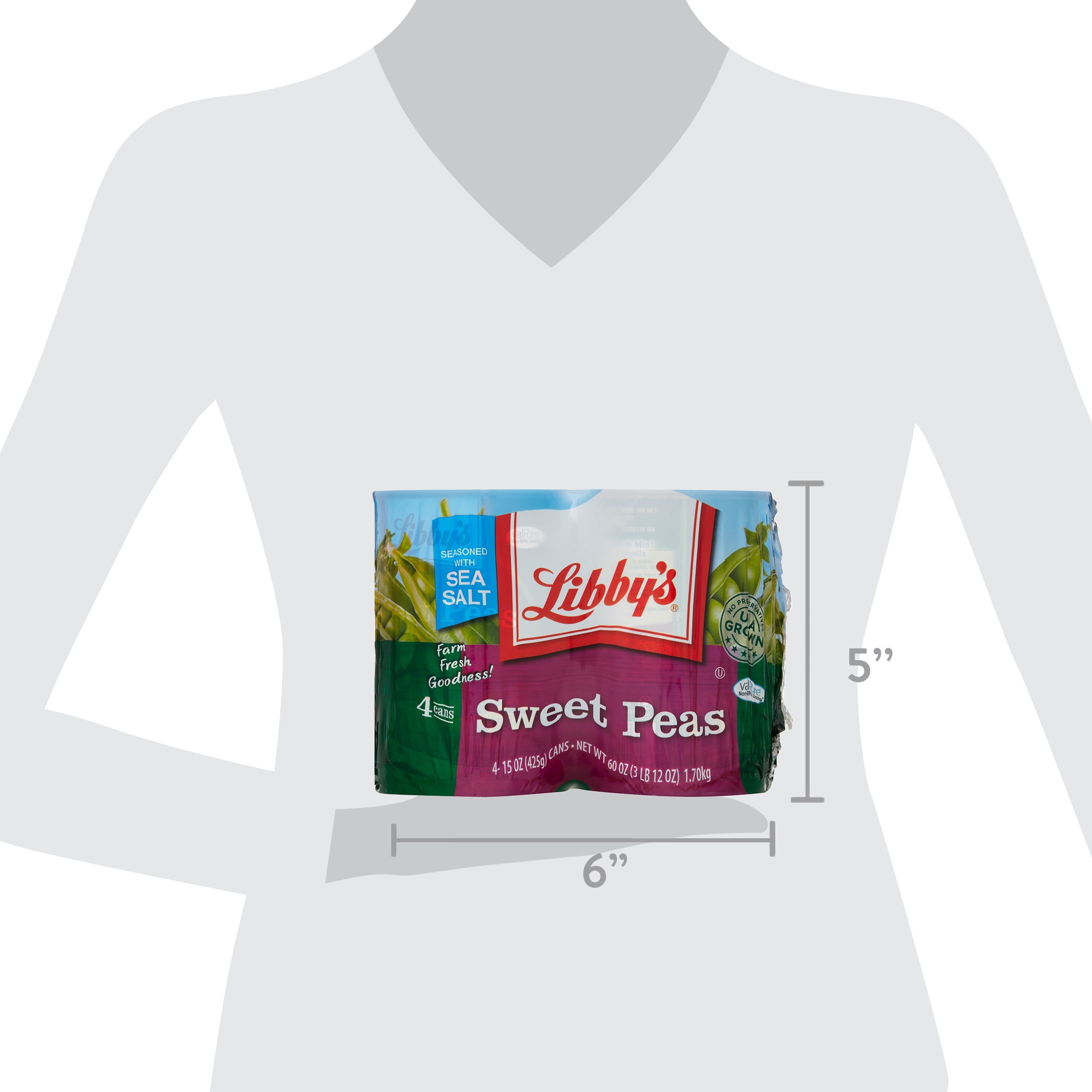 (6 pack) (4 Cans) Libby's Canned Sweet Peas, 15 oz