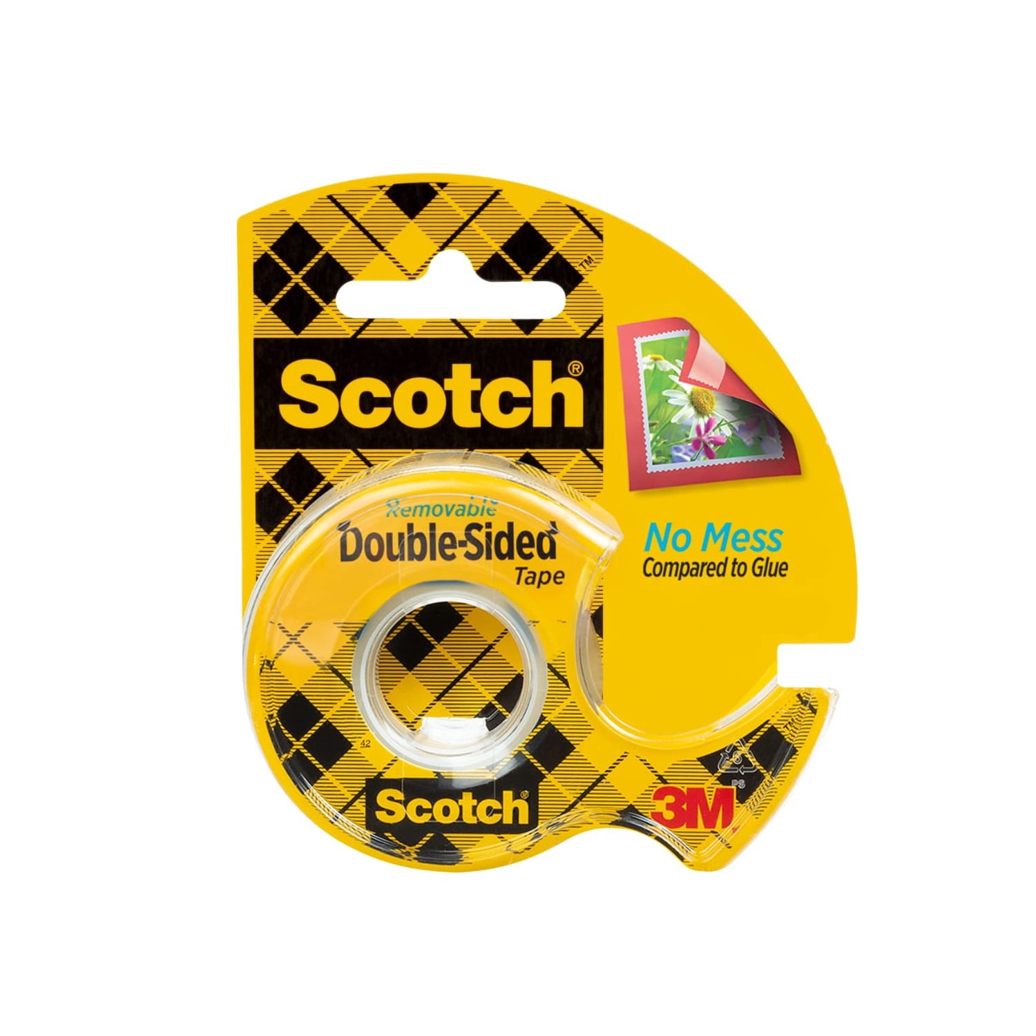 (3 pack) Scotch Removable Double Sided Tape, Clear, 3/4 in x 200 in, 1 Tape Dispenser