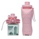 thumbnail image 2 of Botella Agua  Bloosom Plegable Silicon Viaje Oficina Fitness Vaso Rosa, 2 of 4