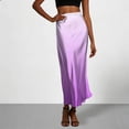 thumbnail image 2 of QATAINLAV Womens Flare Maxi Skirt Casual Elastic High Waist A Line Long Skirts Fashion Satin Gradient Color Skirt Purple XL, 2 of 8