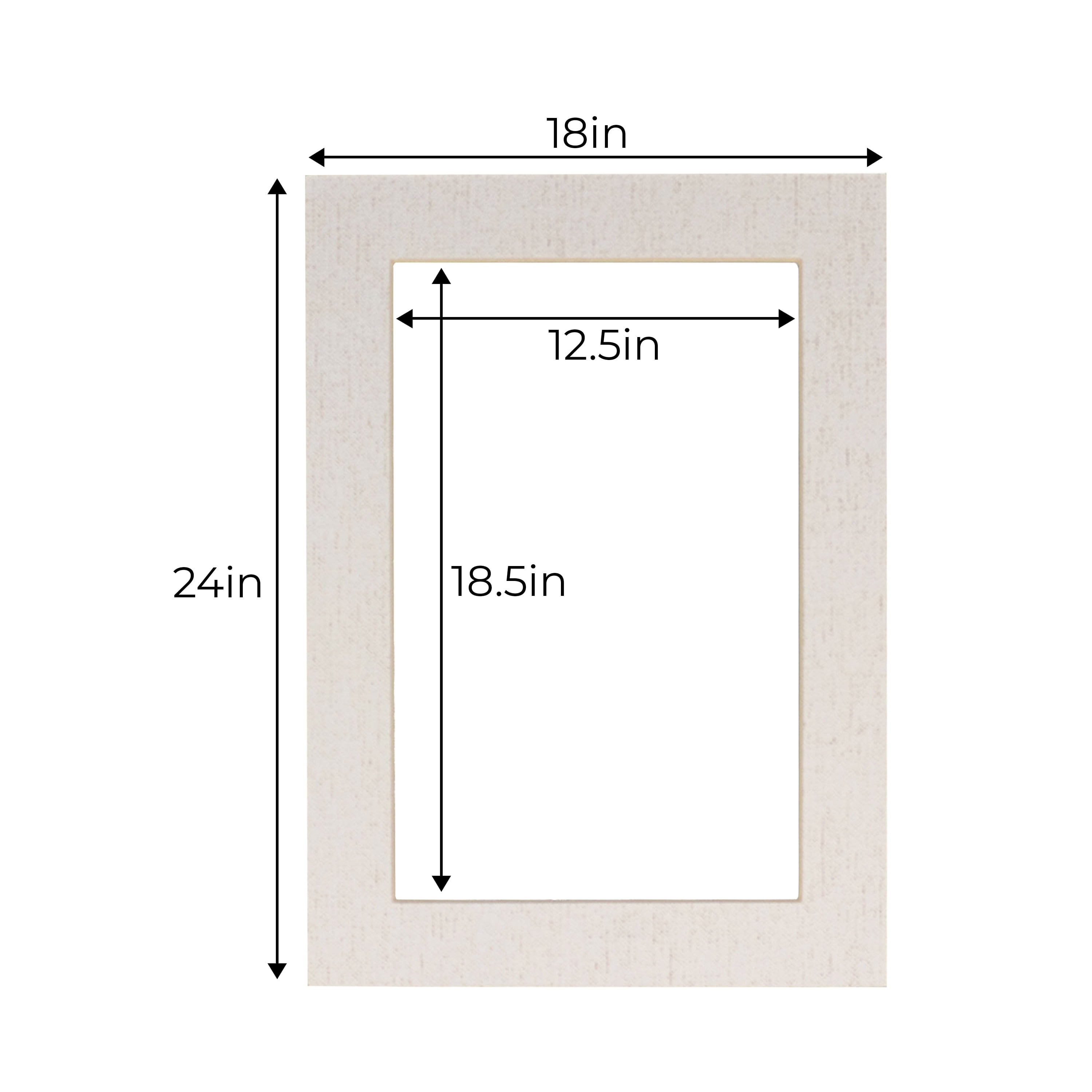 White Linen Acid Free 18x24 Picture Frame Mats with White Core Bevel Cut for 13x19 Pictures - Fits