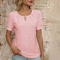 thumbnail image 2 of Cmfcve Women's Summer Shirt Short Sleeve Round Neck Daily Commuter Tops Stretchy Casual Gauze Shirts, 2 of 5