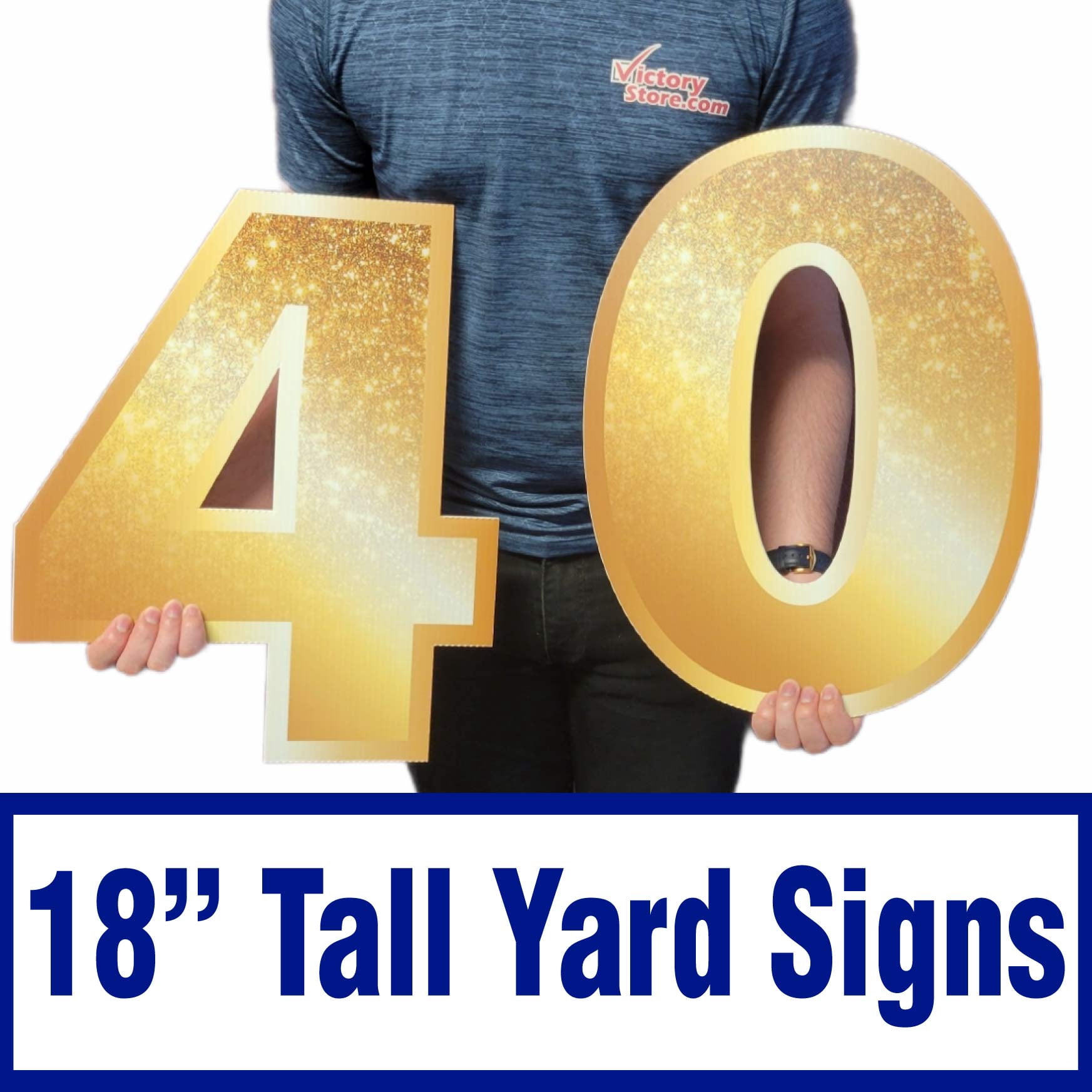 Victory Store Gold Sparkle Happy 40th Birthday Yard Sign Decorations Set 19381