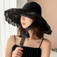thumbnail image 6 of SikaFu New Fashion Women Summer Hat Ladies Solid Lace Wide Brim Sun Hat Bucket Cap Female Elegant Packable Panama Beach Hat, 6 of 6