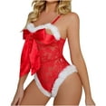 thumbnail image 5 of Tao Tao Christmas Fashion Underwear for Women Naughty Fashion Lace Bowknot Santa Teddy Babydoll Bodysuit Teddy One Piece Santa Outfit Red S, 5 of 9