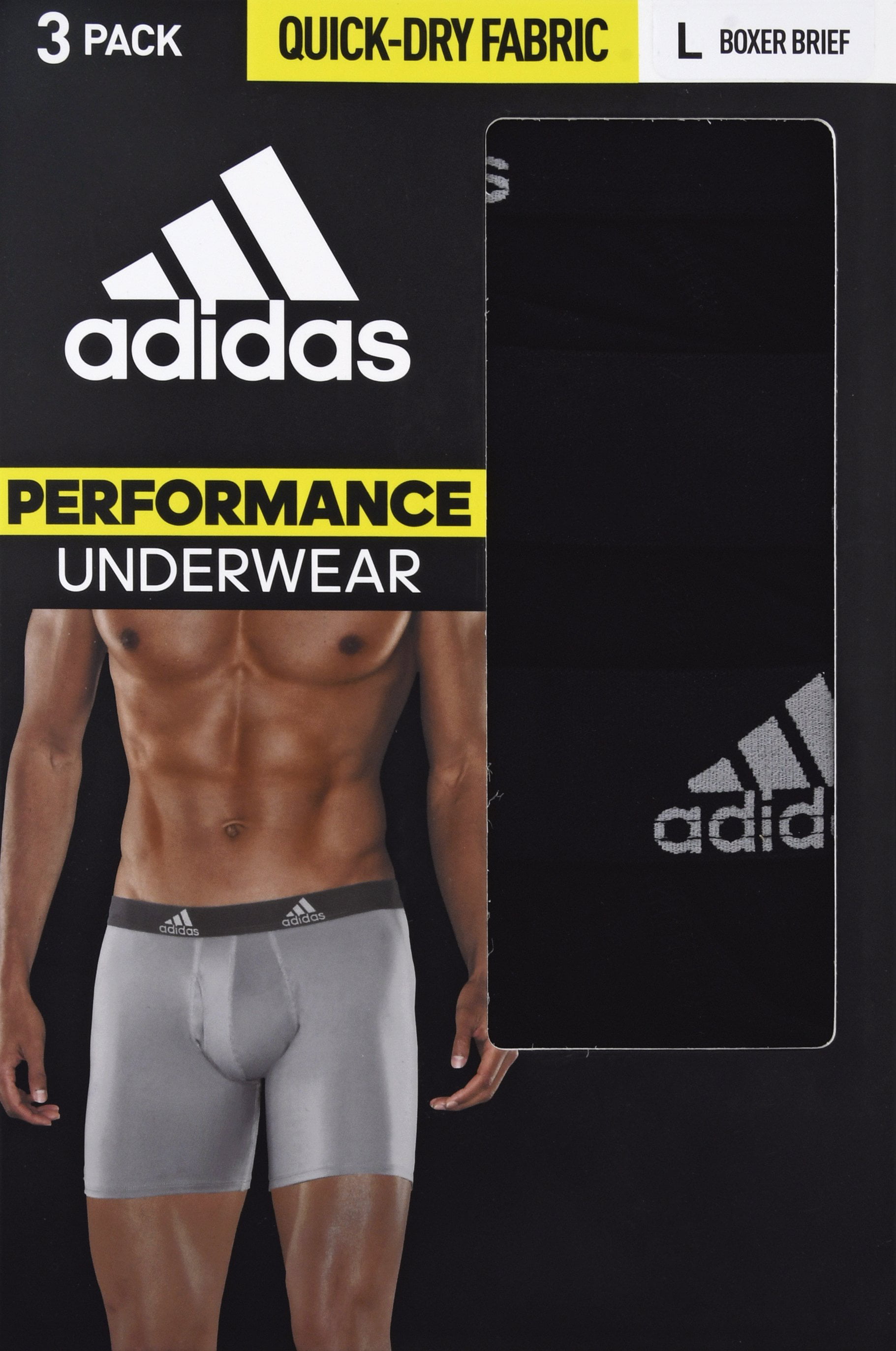 New ADIDAS Aeroready Men Blk Microfiber Stretch Boxer Brief Underwear sz L