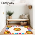 thumbnail image 3 of ODIKA 3'x5' Machine Washable Non-Slip Area Rug, Mighty Roar Nursery Circular Study Displaying Alphabet Zoo High Traffic Rug with Pad, Yellow, 690027, 3 of 8