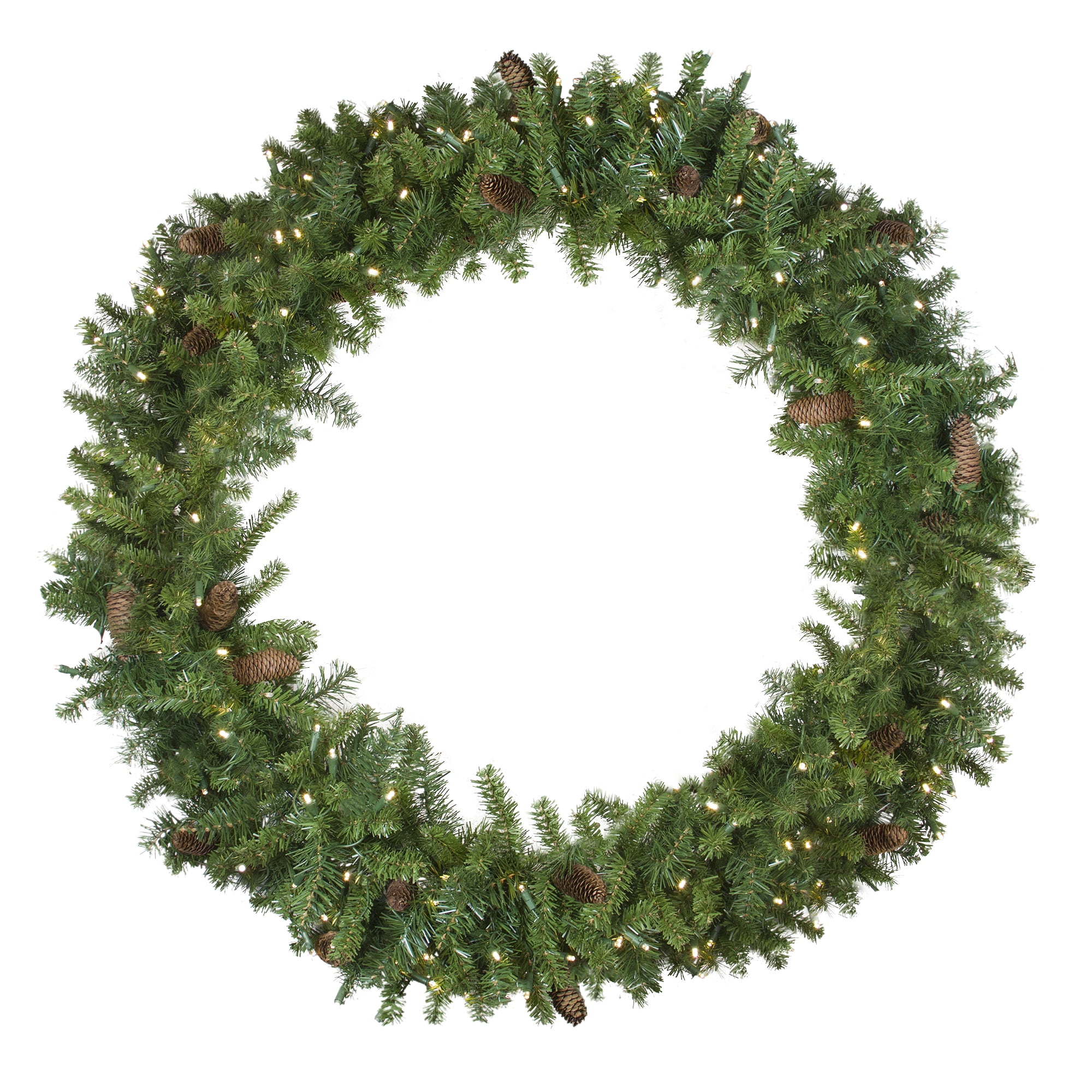 PreLit LED Dakota Red Pine Artificial Christmas Wreath 48Inch, Warm 48 Lighted Christmas Wreath