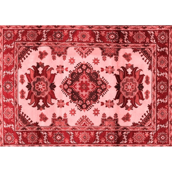 Ahgly Company Indoor Rectangle Geometric Red Traditional Area Rugs, 3' x 5'