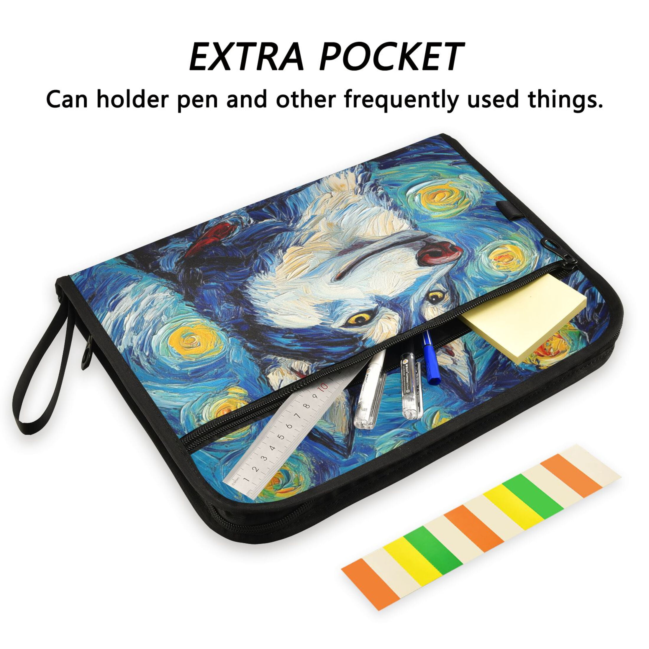 WOBOGO Oil Painting Styles Husky Expanding File Folder Letter Size Accordion Filing Organizer 13 Pocket Separate Organ Pocket