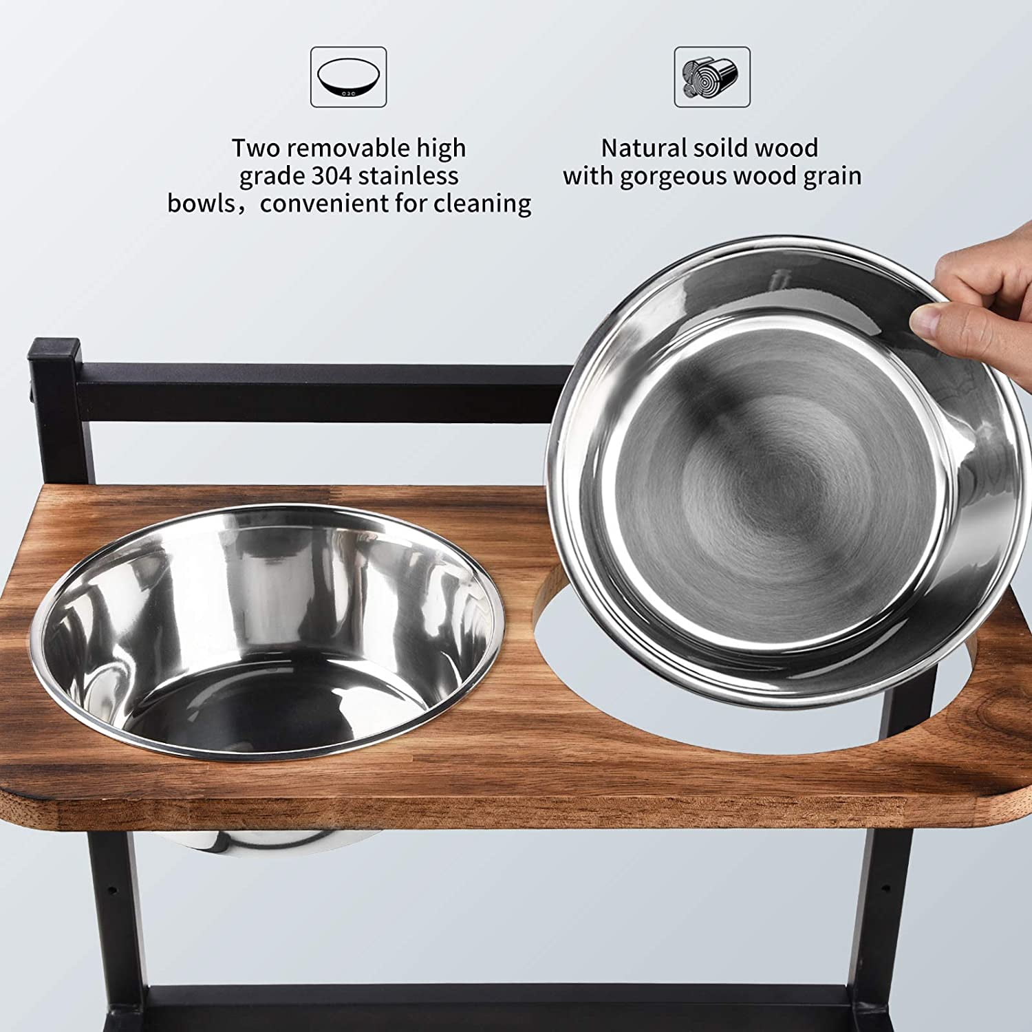 Elevated Dog Bowls Adjustable Raised Dog Bowl Stand with Double Stainless  Steel Dog Food Bowls Adjusts to 3 Heights 3.9”, 7.8”, 11.8”, for Small