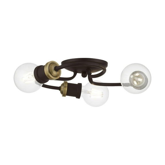 46383-07 Livex Lighting Bromley - 3 Light Flush Mount In Transitional Style-4.63 Inches Tall and 13 Inches Wide-Bronze/Antique Brass Finish