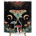 thumbnail image 4 of Skull Butterfly Gothic Moth Skeleton Mysterious Shower Curtain 60Wx72H Inch Hippie Mushroom Moon Stars Spooky Black Pink Hipster with 12 Plastic Hooks Fabric Waterproof Toilet Accessories Decor, 4 of 4