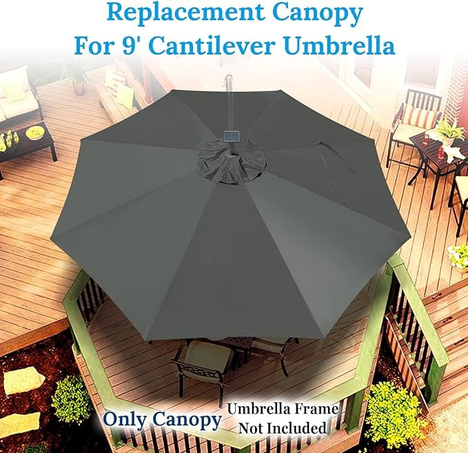9ft Umbrella Top Cover Only Canopy 8rib Patio Replacement Canopy Outdoor (Canopy Only)