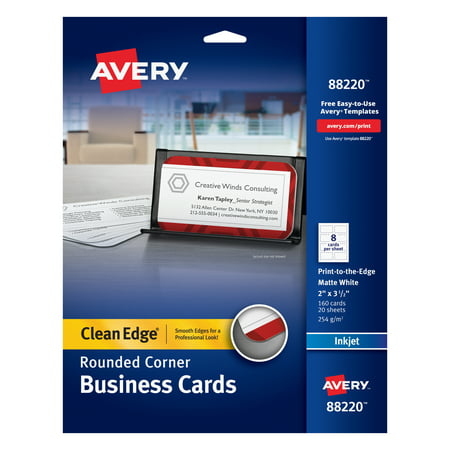 Avery(R) Clean Edge(R) Rounded Corner Business Cards, Matte, Two-Sided Printing, 2