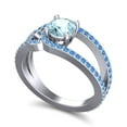thumbnail image 2 of 2.50 Carat Fine Round Cut Aquamarine & Blue Topaz Gemstone Bridal Ring for Women Solid 18K White Gold Size 7 by Diamond-Capitals, 2 of 8