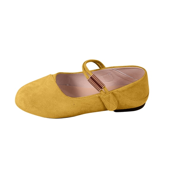 Domuza Womens Mary Jane Shoes Slip on Dressy Ballet Flats Shoes for Women New Comfortable Non-Slip Shoes for School Formal Walking Yellow 10(EU-43)