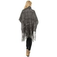 thumbnail image 3 of YELETE Women's Poncho, Twist Knit Fringed Hem, Navy Blue, One Size, 3 of 4